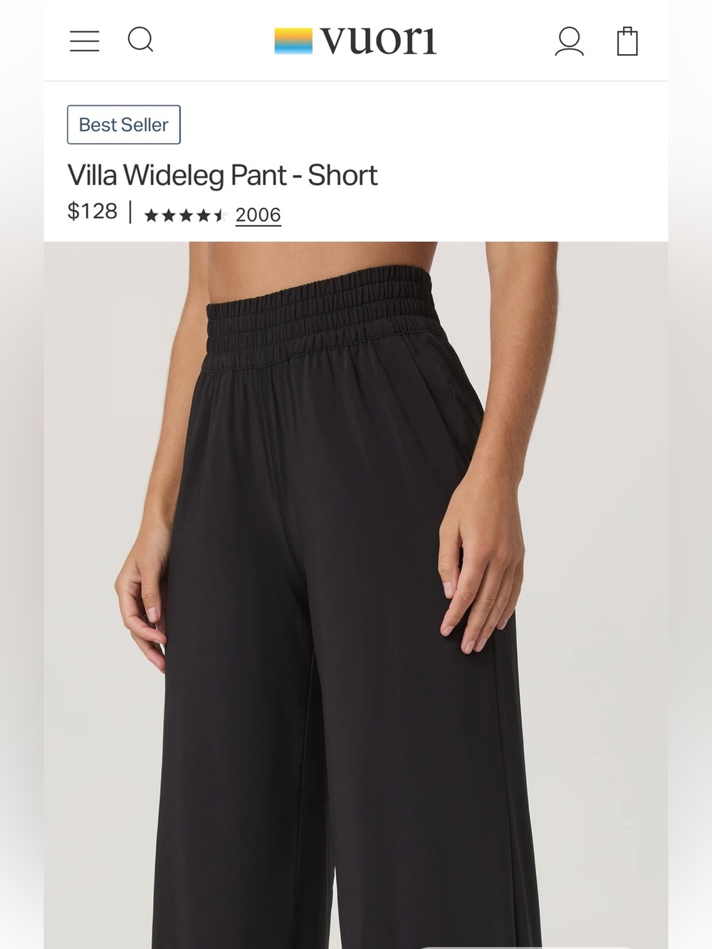 Vuori Villa Wideleg Pant - Black - Picture 2 of 11